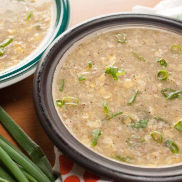 Fresh corns pressure cooked, simmered along with chicken and then drizzled with beaten egg. This classic Instant Pot Indian Sweet Corn Chicken Soup recipe is quick and easy to make, full of delicious flavor. A very popular soup in an Indo Chinese restaurant.