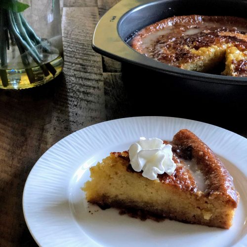 South African dessert: Malva Pudding with ice cream - Anne Travel Foodie